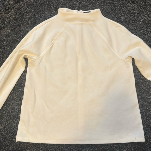 Ann Taylor Tops - Cream Ann Taylor Mock Neck Top w/ Long Sleeves - Size Small